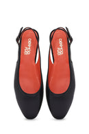 Women's Black Open Back Leather Ballerinas | Derimod Women's Black Open Back Leather Ballerinas | Derimod