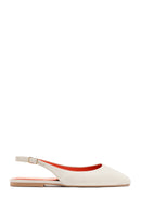 Women's Cream Open Back Leather Ballerinas | Derimod Women's Cream Open Back Leather Ballerinas | Derimod