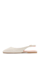 Women's Cream Open Back Leather Ballerinas | Derimod Women's Cream Open Back Leather Ballerinas | Derimod