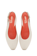Women's Cream Open Back Leather Ballerinas | Derimod Women's Cream Open Back Leather Ballerinas | Derimod