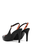 Kadın Siyah Arkası Açık Topuklu Deri Ayakkabı | Derimod Kadın Siyah Arkası Açık Topuklu Deri Ayakkabı | Derimod