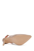 Women's Beige Open-Back Heeled Leather Shoes | Derimod Women's Beige Open-Back Heeled Leather Shoes | Derimod