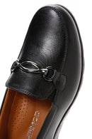 Women's Black Wedge Heeled Leather Comfort Shoes | Derimod Women's Black Wedge Heeled Leather Comfort Shoes | Derimod