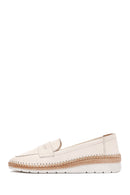 Women's Beige Leather Comfort Loafer | Derimod Women's Beige Leather Comfort Loafer | Derimod