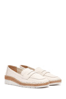 Women's Beige Leather Comfort Loafer | Derimod Women's Beige Leather Comfort Loafer | Derimod