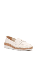Women's Beige Leather Comfort Loafer | Derimod Women's Beige Leather Comfort Loafer | Derimod