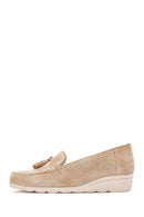 Women's Beige Leather Comfort Loafer | Derimod Women's Beige Leather Comfort Loafer | Derimod