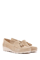 Women's Beige Leather Comfort Loafer | Derimod Women's Beige Leather Comfort Loafer | Derimod