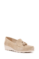 Women's Beige Leather Comfort Loafer | Derimod Women's Beige Leather Comfort Loafer | Derimod