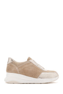 Women's Beige Lace-up Leather Sneaker | Derimod Women's Beige Lace-up Leather Sneaker | Derimod