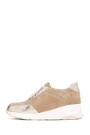 Women's Beige Lace-up Leather Sneaker | Derimod Women's Beige Lace-up Leather Sneaker | Derimod