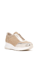 Women's Beige Lace-up Leather Sneaker | Derimod Women's Beige Lace-up Leather Sneaker | Derimod