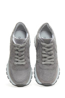 Kadın Gri Bağcıklı Süet Deri Sneaker | Derimod Kadın Gri Bağcıklı Süet Deri Sneaker | Derimod