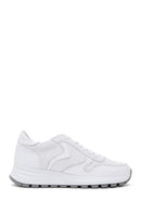 Women's White Lace-Up Leather Sneaker | Derimod Women's White Lace-Up Leather Sneaker | Derimod