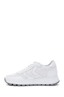Women's White Lace-Up Leather Sneaker | Derimod Women's White Lace-Up Leather Sneaker | Derimod