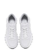 Women's White Lace-Up Leather Sneaker | Derimod Women's White Lace-Up Leather Sneaker | Derimod