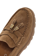 Women's Tan Suede Leather Masculine Loafer | Derimod Women's Tan Suede Leather Masculine Loafer | Derimod