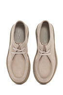 Kadın Bej Süet Deri Maskülen Ayakkabı | Derimod Kadın Bej Süet Deri Maskülen Ayakkabı | Derimod