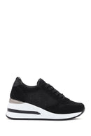 Women's Black Thick Heeled Lace-Up Leather Sneaker | Derimod Women's Black Thick Heeled Lace-Up Leather Sneaker | Derimod