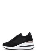 Women's Black Thick Heeled Lace-Up Leather Sneaker | Derimod Women's Black Thick Heeled Lace-Up Leather Sneaker | Derimod