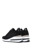 Women's Black Thick Heeled Lace-Up Leather Sneaker | Derimod Women's Black Thick Heeled Lace-Up Leather Sneaker | Derimod