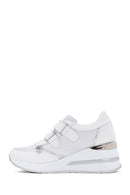 Kadın Beyaz Kalın Topuklu Bantlı Deri Sneaker | Derimod Kadın Beyaz Kalın Topuklu Bantlı Deri Sneaker | Derimod