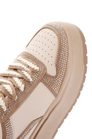 Kadın Bej Kalın Tabanlı Taşlı Bağcıklı Sneaker | Derimod Kadın Bej Kalın Tabanlı Taşlı Bağcıklı Sneaker | Derimod