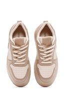 Kadın Bej Kalın Tabanlı Taşlı Bağcıklı Sneaker | Derimod Kadın Bej Kalın Tabanlı Taşlı Bağcıklı Sneaker | Derimod