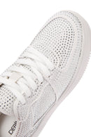 Women's White Thick Soled Stone Sneaker | Derimod Women's White Thick Soled Stone Sneaker | Derimod