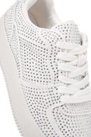 Women's White Thick Soled Stone Sneaker | Derimod Women's White Thick Soled Stone Sneaker | Derimod