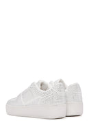 Women's White Thick Soled Stone Sneaker | Derimod Women's White Thick Soled Stone Sneaker | Derimod