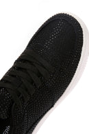 Women's Black Thick Soled Stone Sneaker | Derimod Women's Black Thick Soled Stone Sneaker | Derimod
