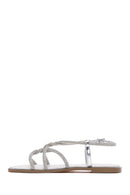 Kadın Gümüş Bilekten Bantlı Taşlı Sandalet | Derimod Kadın Gümüş Bilekten Bantlı Taşlı Sandalet | Derimod