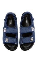 Women's Blue Ankle Strap Jean Fabric Sandals | Derimod Women's Blue Ankle Strap Jean Fabric Sandals | Derimod