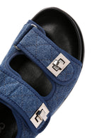 Women's Blue Ankle Strap Jean Fabric Sandals | Derimod Women's Blue Ankle Strap Jean Fabric Sandals | Derimod