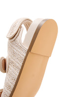 Kadın Bej Bilekten Bantlı Çift Tokalı Hasır Sandalet | Derimod Kadın Bej Bilekten Bantlı Çift Tokalı Hasır Sandalet | Derimod