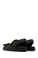 Women's Black Ankle Strap Double Buckle Straw Sandals | Derimod Women's Black Ankle Strap Double Buckle Straw Sandals | Derimod