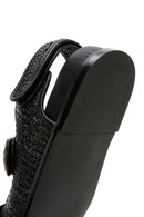 Women's Black Ankle Strap Double Buckle Straw Sandals | Derimod Women's Black Ankle Strap Double Buckle Straw Sandals | Derimod