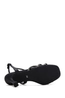 Women's Black Ankle Strap Stone Thin Heel Sandals | Derimod Women's Black Ankle Strap Stone Thin Heel Sandals | Derimod