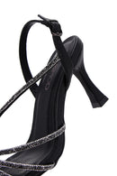 Women's Black Ankle Strap Stone Thin Heel Sandals | Derimod Women's Black Ankle Strap Stone Thin Heel Sandals | Derimod