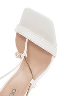 Women's White Ankle Chain-Tied Thin Heel Sandals | Derimod Women's White Ankle Chain-Tied Thin Heel Sandals | Derimod