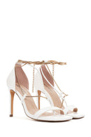 Women's White Ankle Chain-Tied Thin Heel Sandals | Derimod Women's White Ankle Chain-Tied Thin Heel Sandals | Derimod
