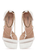 Women's White Ankle Chain-Tied Thin Heel Sandals | Derimod Women's White Ankle Chain-Tied Thin Heel Sandals | Derimod