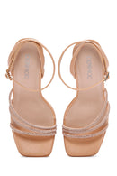 Kadın Bej Bilekten Bantlı Taşlı Yüksek Topuklu Sandalet | Derimod Kadın Bej Bilekten Bantlı Taşlı Yüksek Topuklu Sandalet | Derimod