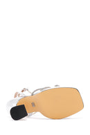 Kadın Gümüş Bilekten Bantlı Taşlı Yüksek Topuklu Sandalet | Derimod Kadın Gümüş Bilekten Bantlı Taşlı Yüksek Topuklu Sandalet | Derimod