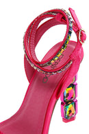 Kadın Pembe Bilekten Bantlı Yüksek Topuklu Sandalet | Derimod Kadın Pembe Bilekten Bantlı Yüksek Topuklu Sandalet | Derimod