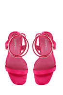 Kadın Pembe Bilekten Bantlı Yüksek Topuklu Sandalet | Derimod Kadın Pembe Bilekten Bantlı Yüksek Topuklu Sandalet | Derimod