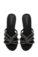 Kadın Siyah Taşlı Terlik | Derimod Kadın Siyah Taşlı Terlik | Derimod