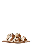 Kadın Altın Örgü Desenli Terlik | Derimod Kadın Altın Örgü Desenli Terlik | Derimod