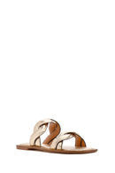 Kadın Altın Örgü Desenli Terlik | Derimod Kadın Altın Örgü Desenli Terlik | Derimod